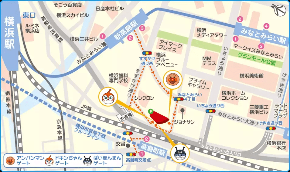 横浜アンパンマンこどもミュージアム＆モール周辺の地図
