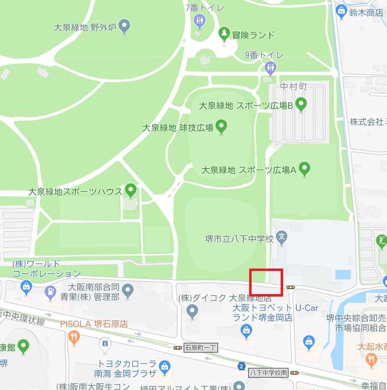 大泉緑地公園の東臨時駐車場周辺の地図画像